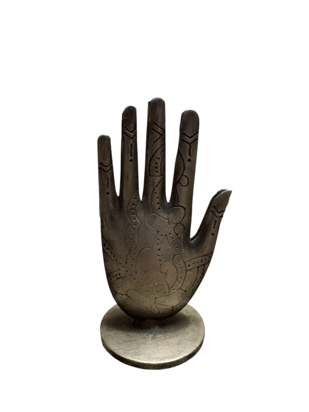 Buddha Hand Shaped Incense Stick Holder Silvertone Metal Spiritual Meditation